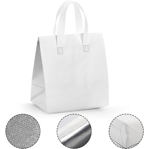 ZENFUN Set of 25 Insulated Take Away Bags, Small Insulated Cooler Bag Grocery Bags, White Thermal Bags for Hot&cold Frozen Food, Food Delivery, 9.5 x 6 x 10 Inches