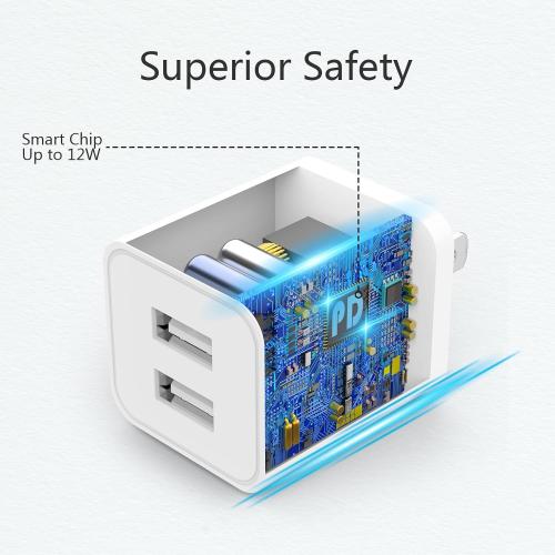 5Pack USB Wall Charger 2.4A Dual USB Port Cube Power Plug Adapter