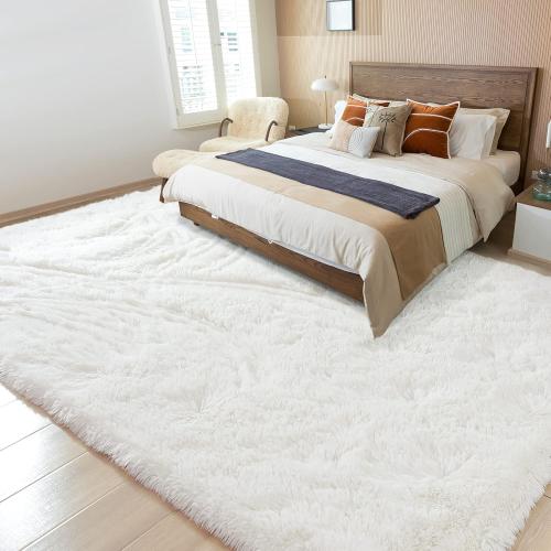 Size Large Soft Modern Indoor Large Shaggy Rug for Livingroom Bedroom Dorm Kids Room Home Decorative, Non-Slip Plush Fluffy Furry Fur Area Rugs Comfy Nursery Accent Floor Carpet Ivory