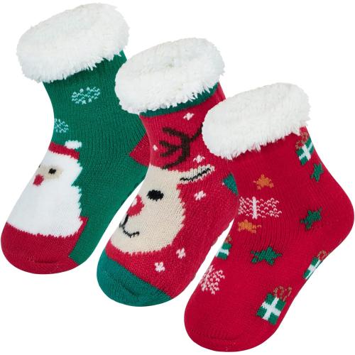 Century Star Toddler Girls Boys Christmas Socks with Grips Cotton kids Slipper Socks Baby Winter Non Slip Fuzzy Sock