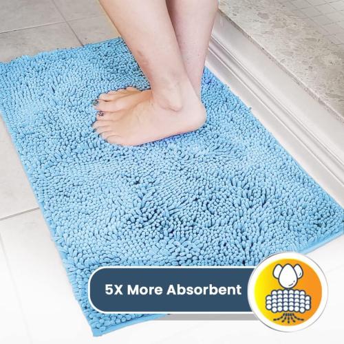 Muddy Mat® | Super Absorbent Door Mat Indoor, Microfiber Quick Dry Chenille Entryway Rug, Non-Slip Front Door Mat, Indoor Mats for Entryway, Machine Washable Pet Rug, Sky Blue
