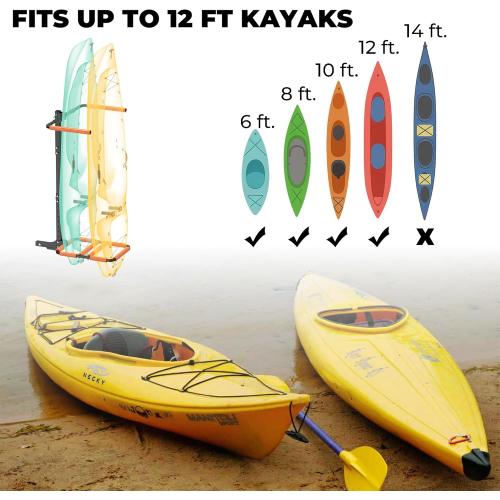 300LBS RV Kayak Rack for 2 Kayaks up to 12FT – Heavy Duty Vertical Hitch Mount Carrier with Reinforced Anti-Bend Base, Adjustable Height, Anti-Loosening Screws – Fits 2” Receiver for RV, Truck, SUV