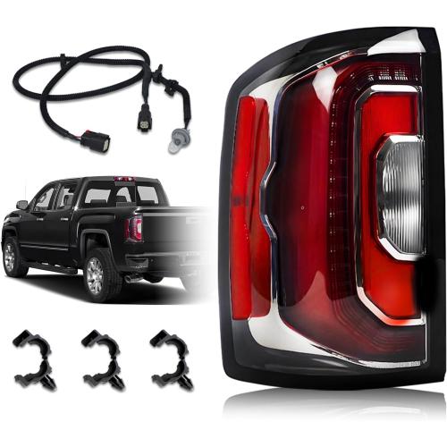 LED Tail Lights For 2016-2018 GMC Sierra 1500 SLT/Denali Left | Driver Side Taillight Assembly Rear Taillights with Bulbs and Harness GM2800295 84233587 84365930