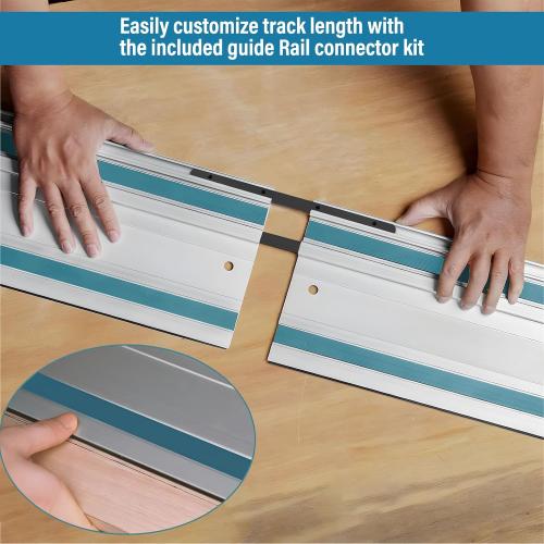 110 Track Saw Guide Rail Joining Set for Makita or Festool Includes 2x55 Extruded Rails, Connectors and Anti Slip Rubber Strips