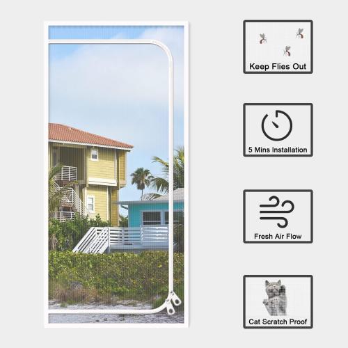 Size 24x80 Color White  Cat Screen Door is Suitable for Door Size 24''x 80'' to Prevent Pets from Running Out of The Screen Door with Zipper Closure, Cat Screens for Bedroom, Living Room,Courtyard Doors, White