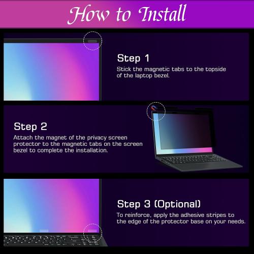 Size 14 inch PYS Magnetic Laptop Privacy Screen 14 Inch (16:9 Aspect) - Anti-Glare Blue Light Filter, Removable Privacy Screen Protector Compatible with HP/Dell/Acer/Lenovo/Samsung/ASUS (12.2x6.9inch/ W x H)
