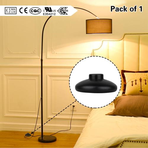 Helunsi 1Pcs Floor Lamp Foot Switch, Black Foot Pedal Switch, Round Floor Lamps Foot Inline Switch, Step ON Off Spring Push Button, for Foot Pedal Control Replacement Floor Lamp Extension Cord Parts