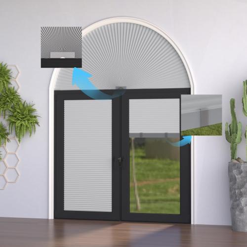 Myshade Arch Window Shades Half Circle Blackout Cellular Shades Cordless No Drill Blinds for Windows Half Moon Honeycomb Fabric No Tools Room Darkening Shades Easy Install (1PCS White 72 W X 36 H)