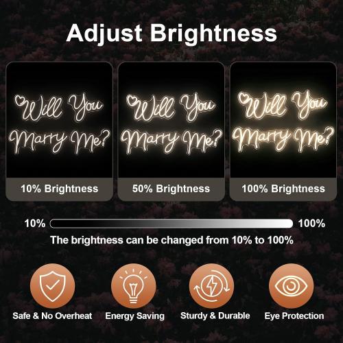 Will You Marry Me Neon Sign, Large 4-Piece LED Neon Light, 85.5 x 11.6 in | Wedding decorations - warm white light up sign - engagement proposal backdrop and wall decor - dimmable 4-piece split design