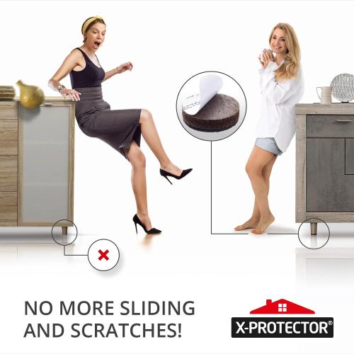 X-PROTECTOR Non Slip Furniture Pads - 8 pcs Premium Furniture Grippers 2! Self-Adhesive Rubber Feet Furniture Feet - Ideal Non Skid Furniture Pad Floor Protectors - Keep Furniture in Place!