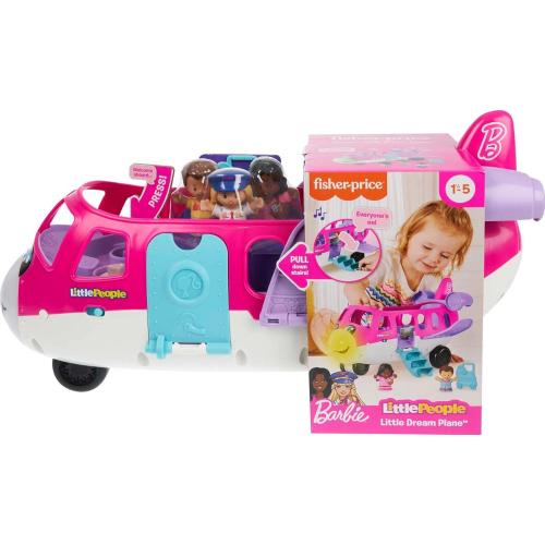 Fisher-Price Little People Barbie Toddler Toy Little Dream Plane with Lights Music