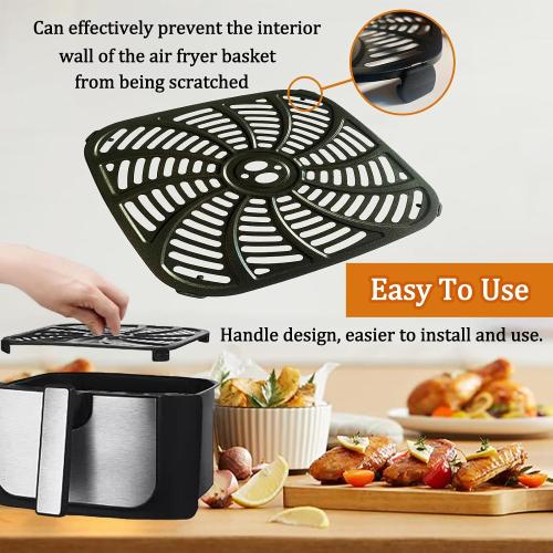 Square Air Fryer Crisper Plate for 8QT Gourmia GAF826 Air Fryers, Premium Nonstick Air Fryer Grill Plate Pan Rack Tray Insert Grate Grid Shelf for Gourmia 8QT Air Fryers, Dishwasher Safe