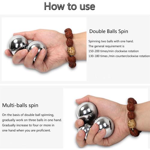 Stainless Steel Baoding Balls Set,1.57 Inches Chinese Health Balls, Metal Stress Relief Hand Massage Balls No Chime for Hand Exercise, Hands Therapy