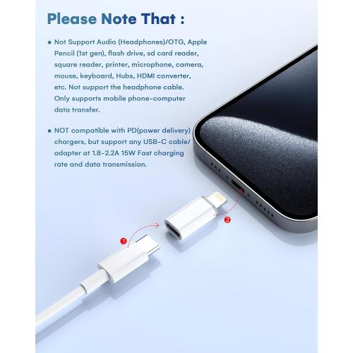 LERTOSEN MFi Certified USB C to Lightning Adapter 2-Pack