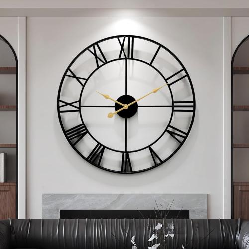 Large Wall Clock for Living Room,Decorative Round Modern Wall Clock,Roman Rustic Office Wall Clocks Battery Operated for Bedroom/Kitchen/Entryway/Office/Farmhouse 32Inch