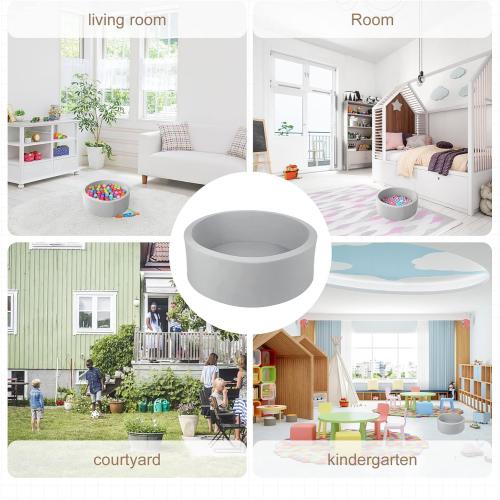 Small Memory Foam Ball Pit Indoor Round Ball Pit (NO Balls) for Toddler Kids Children (Light Gray)