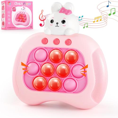 Easter Bunny Pop Push Game,Easter Basket Stuffers,Sensory Pop Fidget Toys for Kids with Autism,Easter Egg Fillers Bunny Quick Push Light Up Game Gifts for Girls Boys