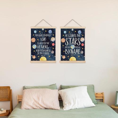 URLLUAE Solar System Poster Hanger Frame, Space Nursery Wall Art Decor,Solar System for Kids,Outer Space Room Decor for Boys Room,16x24 Inches Set of 2