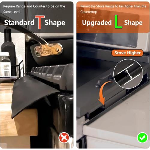 Stainless Steel Stove Gap Covers (2PCS), Stove Gap Filler for Kitchen Oven Counter Side Gap, Range Trim Kit, Easy Clean and Heat Resistant, Adjustable Length 13.8 to 27.5 1