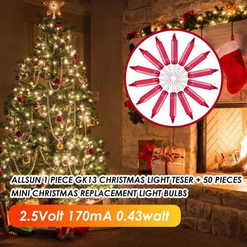 allsun Christmas Light Tester with 50pcs 2.5V Bulbs, Non-Contact Voltage Tester and Repair Tool, 12-600Vac Christmas Tree Light Tester for Holiday String Lights, Bulb and Fuse Checker