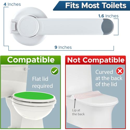 Baby Toilet Lock by Wappa Baby - 9L x 4W - Ideal Baby Proof Toilet Lid Lock - No Tools Needed Easy Installation with 3M Adhesive - Top Safety Toilet Seat Lock - Fits Most Toilets - White (1 Pack)