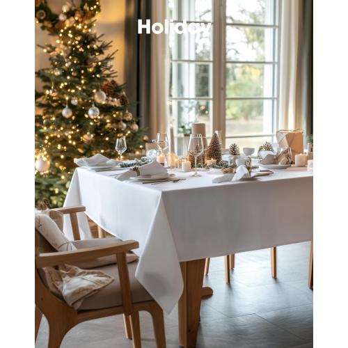 Pureegg Rectangle Table Cloth 60 x 84 – Durable Polyester Tablecloth Offers Reusable & Washable Protection, Ideal for Outdoor Party, Picnic, Wedding, Banquet and Birthday, 1 Pack, White