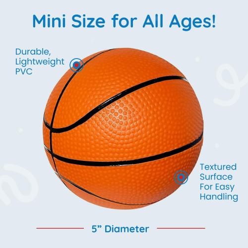 Botabee 5-Inch Mini Basketball Balls Set of 3 - Ideally Sized for Boys, Toddlers - Indoor and Outdoor Pool Basketball for Mini Hoops - Exciting Over The Door Ball Games - Orange and Black