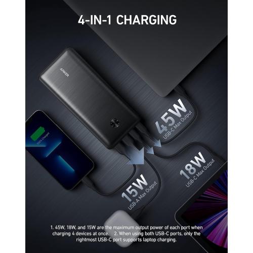Anker Power Bank, 25.6K Portable Charger 87W Bundle with 65W USB-C Wall Charger, Works for MacBook, Dell XPS, Microsoft, Pixelbook, iPhone iPhone 15/15 Plus/15 Pro/15 Pro Max, Samsung, iPad, and More