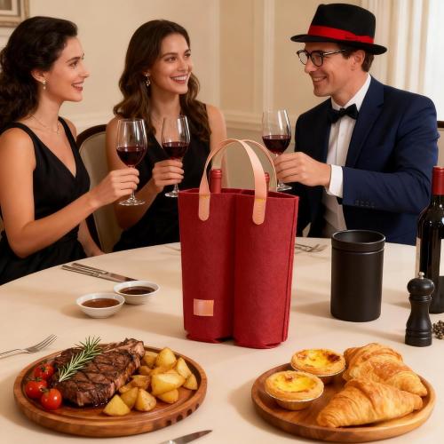 Wine Bags - 2 Bottle Felt Gift Bags for Wine, Perfect for Birthday, Wedding, Graduation, Christmas & Thanksgiving