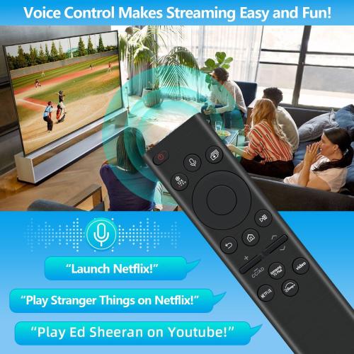 Rechargeable TV Remote for Samsung Smart TVs, Replacement for All 2019-2025 Samsung TV Remote Control with Voice Control. USB-C Fast Charging. Solar Charging. 2-Year Warranty.