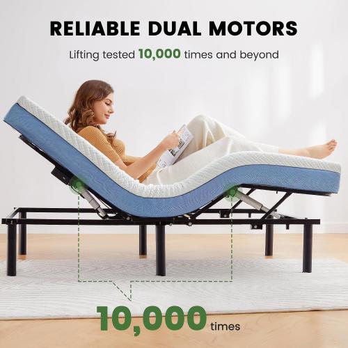 Marsail Twin XL Adjustable Bed Base Frame, 3 Options Heights 8 10 13 Head and Foot Incline, 4 USB Ports and 5 Min Assembly for Lounging, Reading, Reduce Snoring and Acid Reflux
