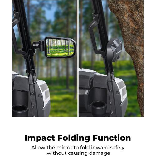 KEMIMOTO Adjustable Surface Pro-Fit Side Mirrors, Aluminum Clamp Mirrors | Compatible with Polaris Ranger General Can-Am Defender Maverick Trail