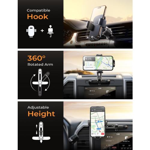 LISEN CD Phone Holder for Car iPhone 17 Adjustable CD Slot Phone Mount Holder Sturdy Cell Phones Holders for Your Car Accessories for Samsung Galaxy S25 S24 iPhone 16 15 Pro Max All Phones