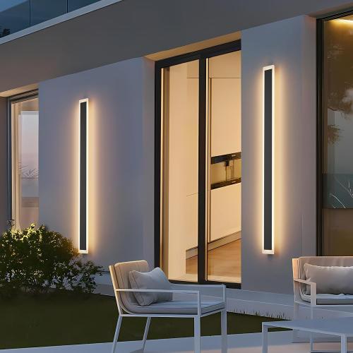 2 Pack 47.2In Long Outdoor Wall Light IP65 Waterproof,35W Black Modern LED Exterior Wall Sconce 3000K Linear Wall Mount Lighting for House Porch Courtyard