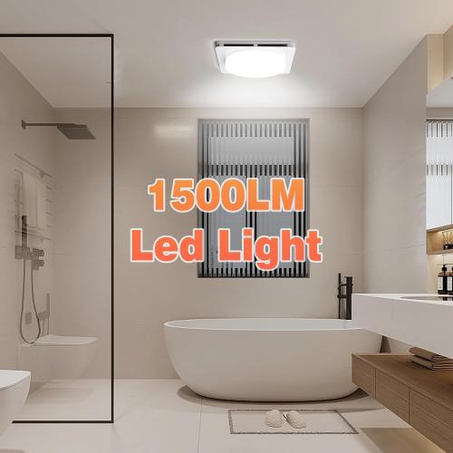 2 in 1 Bathroom Exhaust Fan with Light, 40W Quiet Vent Fan - 190 CFM & 1.0 Sone Bath Fan with Light, 1500lm LED Light, Easy to Install, Remote Control, UL Listed