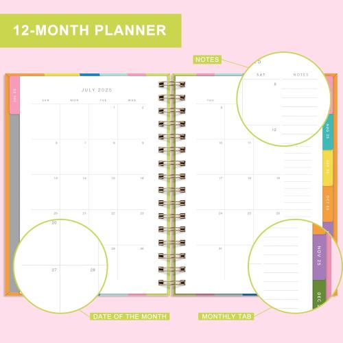 And Per Se Student Planner 2025-2026, Academic Planner July 2025 - June 2026, 8.5 × 6.2, Weekly & Monthly Lesson Plan for Students with Colorful Tabs & Stickers (Joyful Wave)