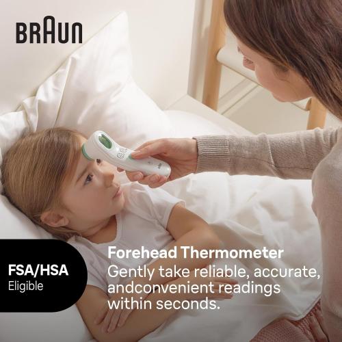 Braun Sensian Contact 5 Forehead Thermometer - Gentle Digital Thermometer with Professional Accuracy and Color Coded Temperature Guidance for All Ages, FSA and HSA Eligible