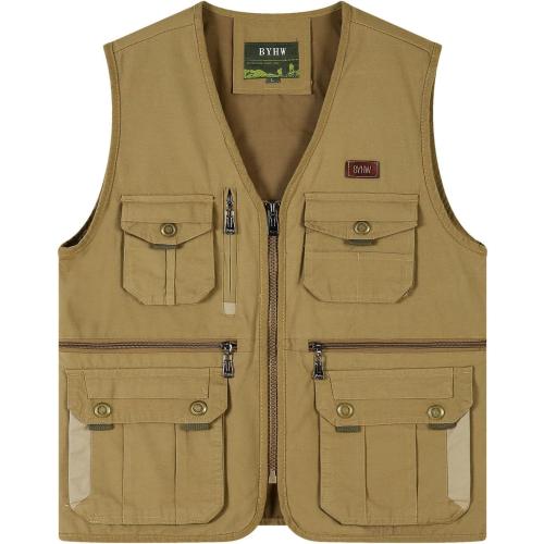 Men's Fishing Vest Utility Safari Travel Vest Plus Size Lightweight Quick Dry Multi Pockets Outdoor Cargo Vest Jacket