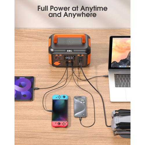 EBL Portable Power Station 300W(Peak 600W), 269.36Wh Lithium Battery Camping Solar Generator for Outdoor and Indoor Emergency Use
