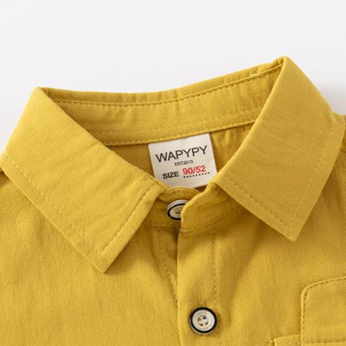 Kids Toddler (Size 100/56) Flannel Shirt Jacket Soild Long Sleeve Lapel Button Down Shacket Baby Boys Girls (Yellow, 2-3 Years)