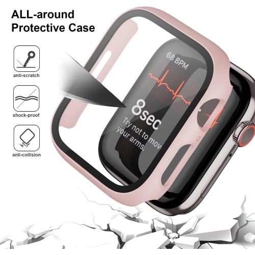 Haojavo 5 Pack Case with Tempered Glass Screen Protector for Apple Watch Series 9 8 7 41mm, PC Hard Ultra-Thin Slim Fit Scratch Resistant Bumper Protective Cover for iWatch S9 S8 S7 41mm Accessories