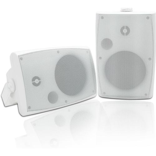 Herdio 400W 6.5 Inch Passive Outdoor Speakers Wired Waterproof,2 Way Wall Mounted Speakers with Powerful Bass for Patio Home Indoor Poolside Deck Backyard (Pair,White)