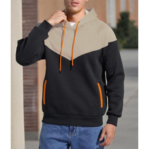 Men's Midweight Fleece Pullover Hoodies Casual Color Block Hooded Sweatshirt with Pockets size small