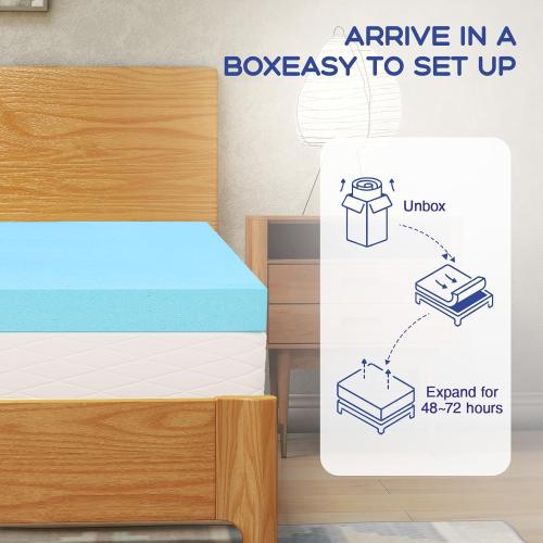Color White VALUXE Queen Mattress Topper 3 Inch Cooling Gel Memory Foam, CertiPUR-US Certified Topper & Pad for Back Pain Relief, Soft Breathable Bedding with Pressure Relief