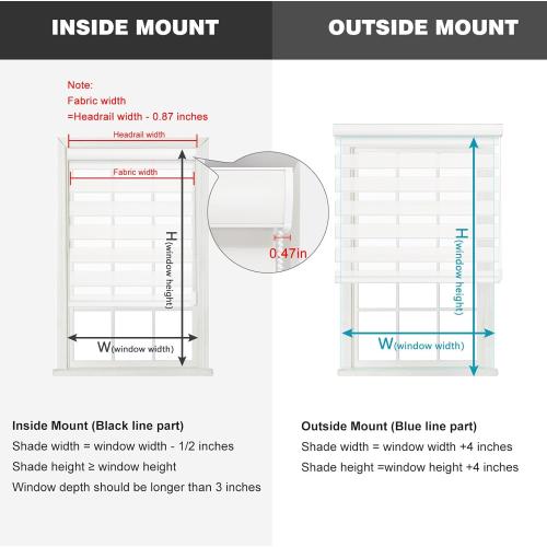 Changshade Custom Size Zebra Blinds for Indoor Window Free-Stop Blackout(85%) Zebra Shades Dual Layer Sheer Shades for Office Home Living Room, Bedroom, Easy Installation，Lucent Snow White-A