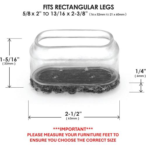 Slipstick GorillaOutdoor Berber Furniture Feet Pads with Clear Sleeve Sock (8 Pack) Weatherproof Outdoor Furniture Sliders for Rectangular Legs