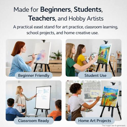NS JYMB Easel Stand for Sign and Painting,  Adjustable, Black | Portable metal tripod easel for display stand, canvas holder, floor, poster board, wedding signs and travel use