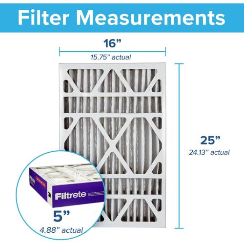 Filtrete 16x25x5 AC Furnace Air Filter, MPR 1550, MERV 12, Fits Honeywell & Trion AirBear, CERTIFIED Asthma & Allergy Friendly, Electrostatic Air Filter, 2-Pack (actual size 15.75 x 24.13 x 4.88)
