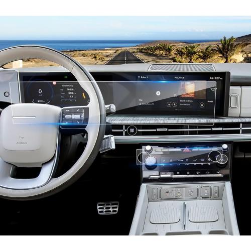 2024 2025 2026 Santa Fe Screen Protector for Hyundai Santa Fe (SEL/XRT/Limited/Calligraphy) (Dual 12.3Inch&AC Displays), 9H Tempered Glass 2026 2025 Santa Fe Hybrid Accessories HD Transparent