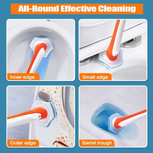 Color Orange JEHONN Disposable Toilet Bowl Cleaner Wand with 40 Cleaner Refills, Wall Mounted Long Handle Compact Bathroom Scrub Brush Holder Set for Sink Bathtub Wash Basin Mop Pool (Orange)